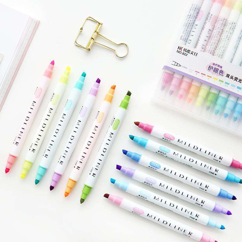 Double Sided 'Mildliner' Style Highlighters - Set of 12