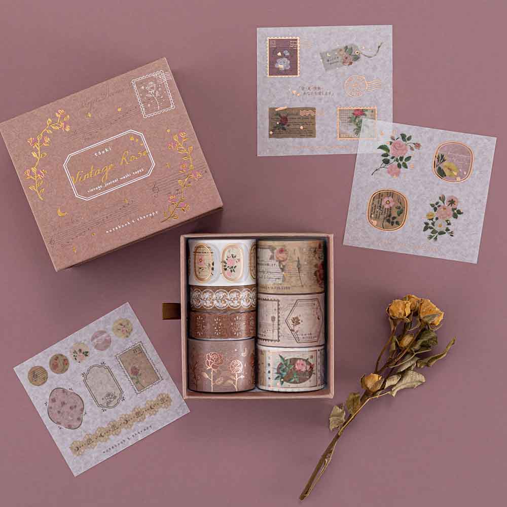 Tsuki ‘Vintage Rose’ Washi Tape Set ☾
